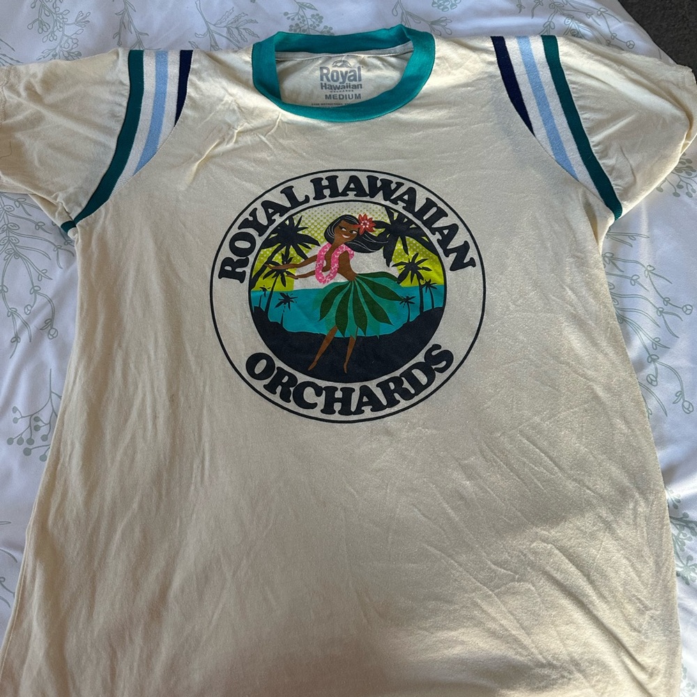 Royal Hawaiian Orchards Cream Graphic Ringer Tee